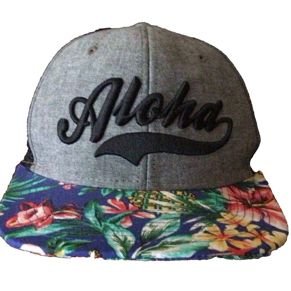 Aloha mesh trucker hat With Floral Brim  by “The Surf Designs” Adjustable Size